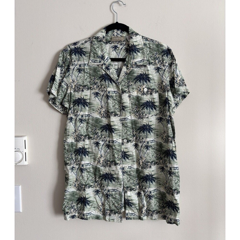 VTG 2000s Y2K Liz Claiborne Hawaiian Shirt Womens Medium Tropical Coastal Rayon